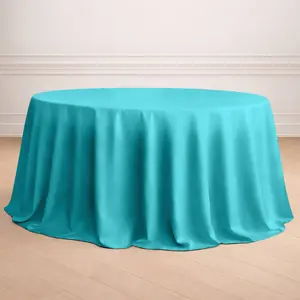 Polyester 132" Round Tablecloth Turquoise - Seamless Chic Table Cover