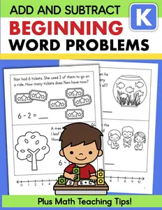 Word Problems Kindergarten Addition and Subtraction Workbook: Learn to Add and Subtract
