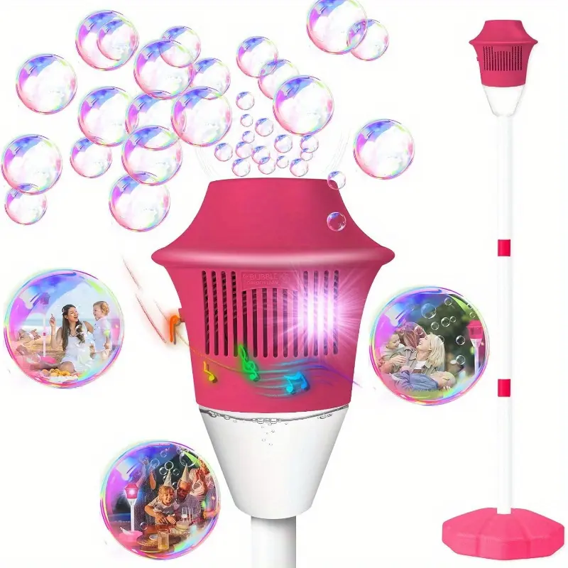 Bubble Stand Machine Automatic,Rechargeable Height 47 Inches Stand Up Bubble Machine for Kids, Outdoor Tall Bubble Maker with Lights,Standing Bubble Machine for Parties