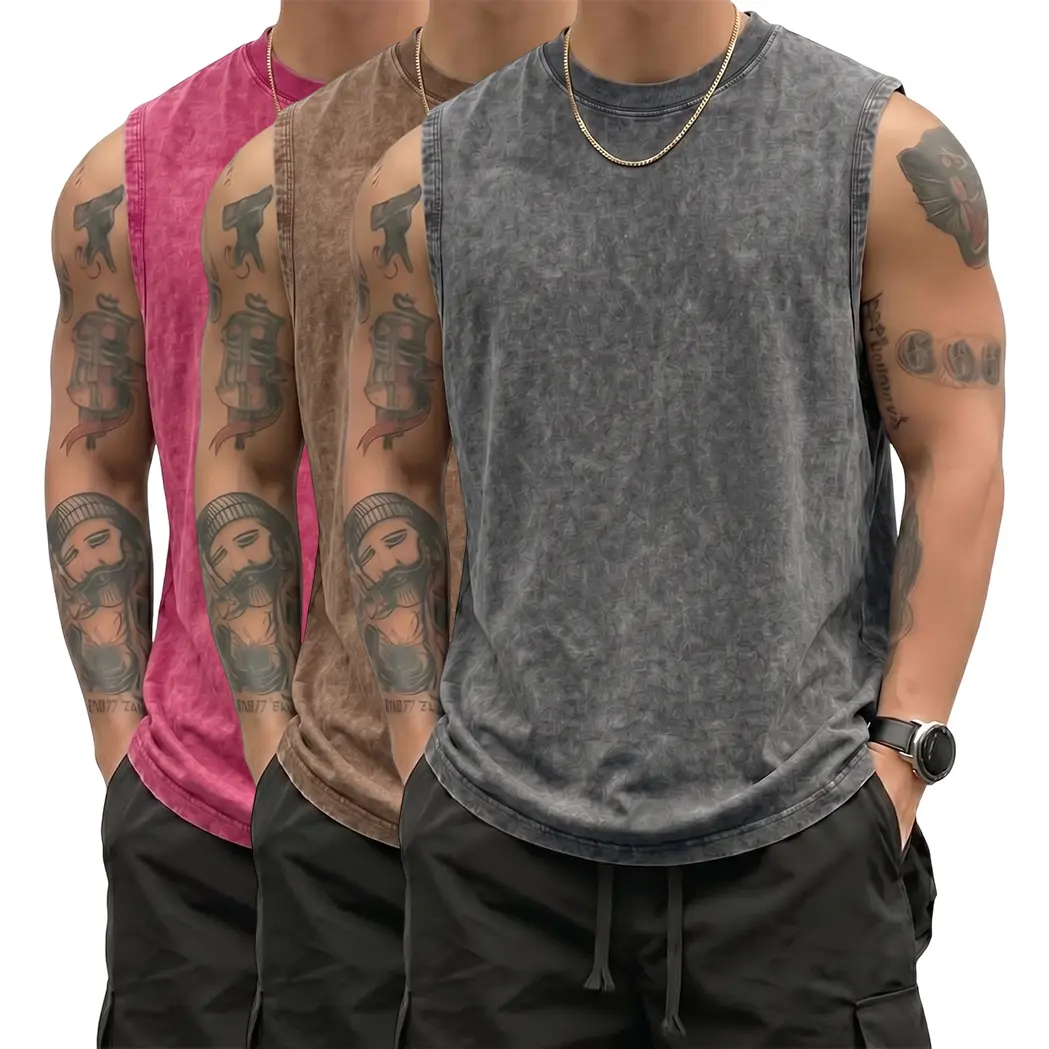 3-PACK Men's Washed Vintage Sleeveless Muscle Shirts, Soft Breathable 100% Cotton Fabric, Crew Neck Cut Off Tops, Old Money Style Clean Fit Minimal Urban Streetwear Shirts For Gym Workout Daily Casual Outfit Value Pack 3-PACK Men's Washed Vintage Sleeveless Muscle Shirts, Soft Breathable 100% Cotton Fabric, Crew Neck Cut Off Tops, Old Money Style Clean Fit Minimal Urban Streetwear Shirts For Gym Workout Daily Casual Outfit Value Pack
