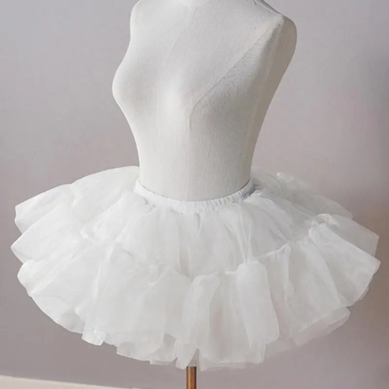 Women Ruffled Petticoat 6 Layer Tulle Bubble Puffy Skirt Pleated Hoopless Tutus Crinolines Underskirt Short Half Slips Dress