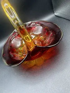 Indiana Glass Diamond Geometric Square Glass Basket Amberina in Color Organiser Decorative