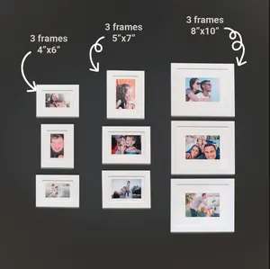 Vivarré Picture Frames White Starter Set 9 Frames | Create a Collage | No Wall Holes | Change Your Photos!