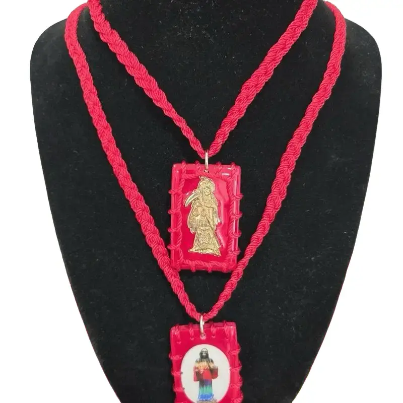 Santa Muerte reversible scapular necklace Santa Muerte reversible scapular necklace