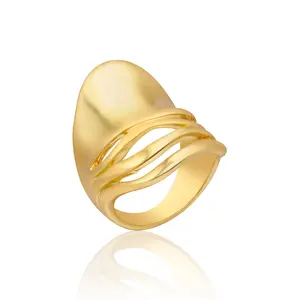 Aprilery Chunky Shell Alien Statement Ring, Reversible Design - Wear Either End, Cocktail Costume Hypoallergenic Modern Edge Jewelry Lightweight Construction Versatile Elegance