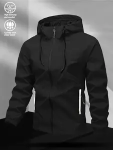 Men's Casual Windproof Jacket Coats, Durable Patchwork Design, Comfortable Skin-Friendly Fabric, Perfect for Outdoor Activities & Daily Wear