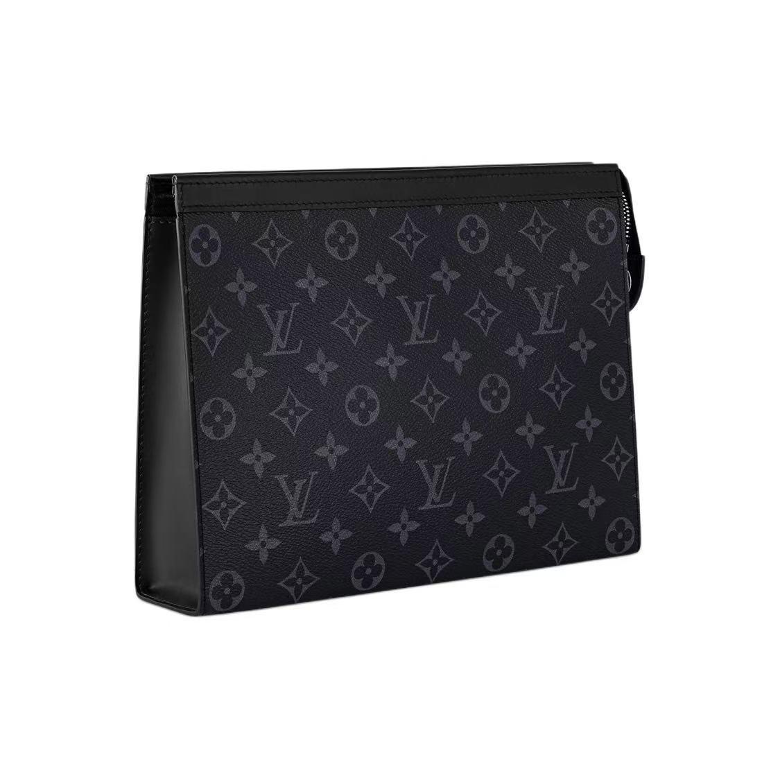 Pre-owned Louis Vuitton Pochette Voyage, Classic Monogram Print, Zipper Closure, Coated Canvas Clutch & Toiletry Bag