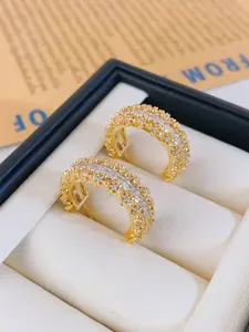 14k Gold Plated Earrings, 5a Zirconia & 925 Silver Needle Design, Elegant Minimalist Jewelry for Women, Versatile Daily Wear Accessories