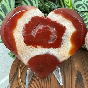 Carnelian Agate Geode Heart with Druzy