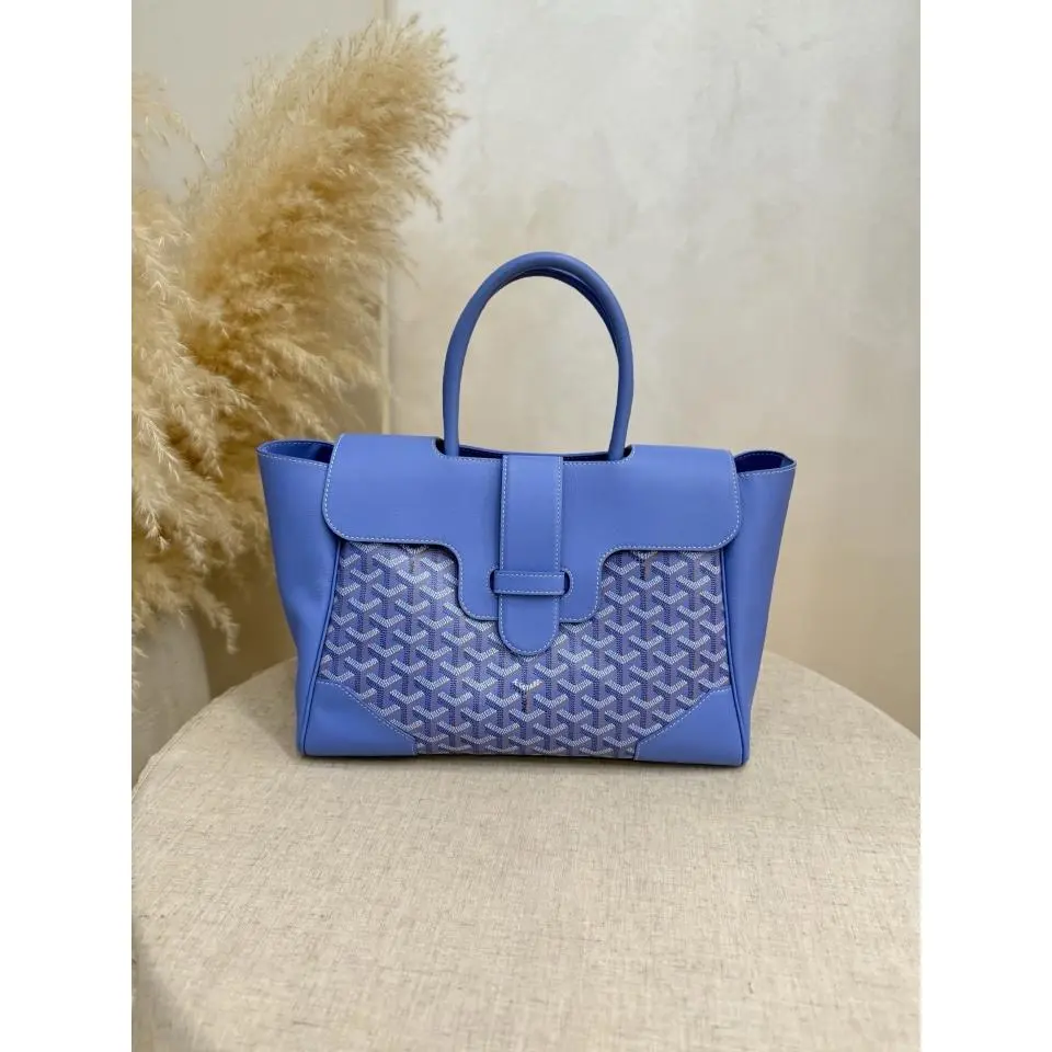 Pre-owned Goyard 2025 Limited Edition Saigon Tote Bag in Iris Goyardine and Chevroches Calfskin XJ071