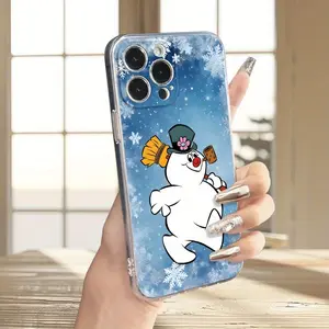 Snowman Ice Flower Pattern UV Printed Transparent Phone Case for iPhone 11 12 13 14 Pro Max 15 16 XR X/XS 7 8 Plus SE Mini, Best Gifts for Smartphones, Birthday Gifts, Boys & Girls