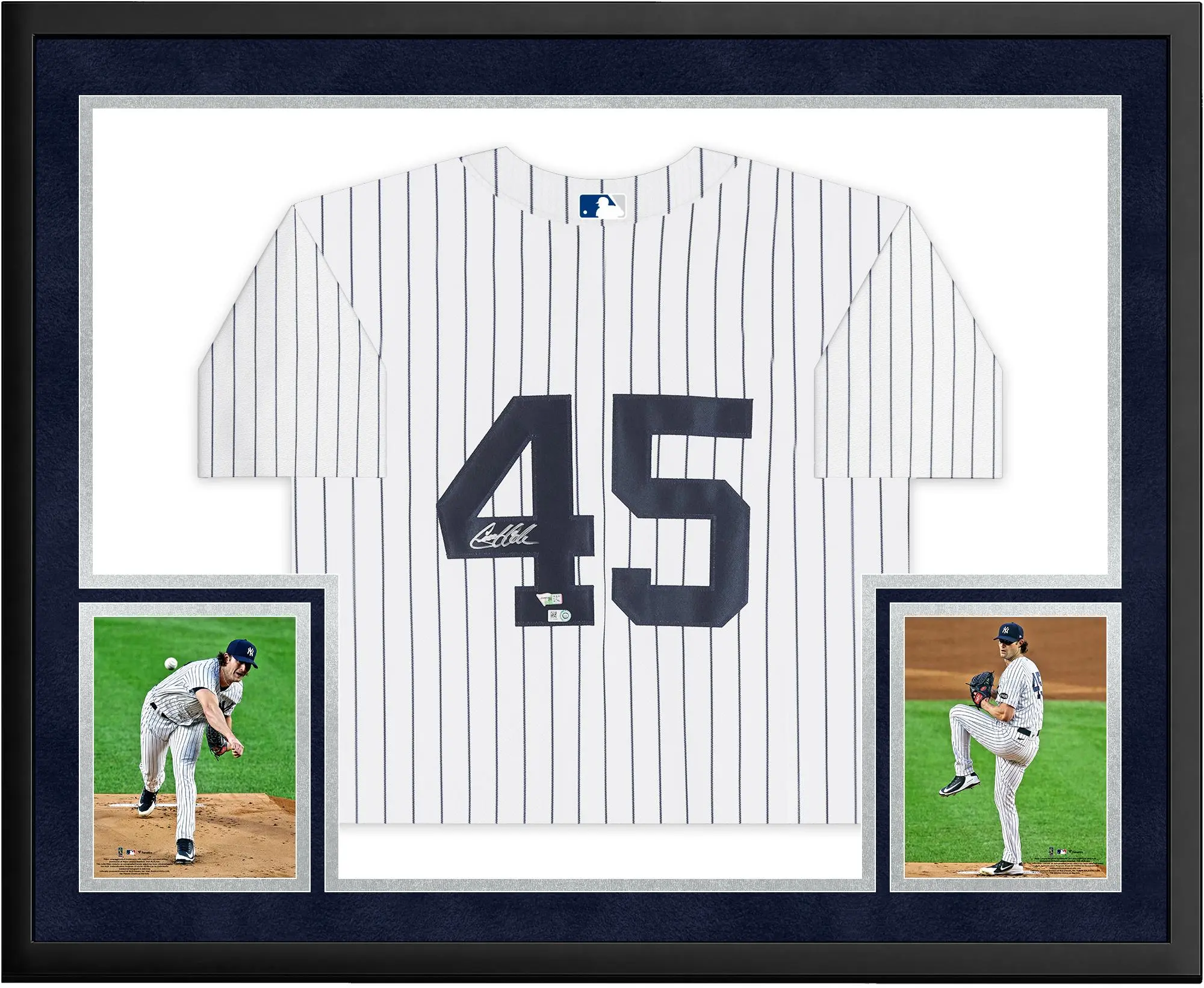 Gerrit Cole New York Yankees SM Deluxe Framed Autographed White Nike Authentic Jersey - Fanatics Authentic Certified