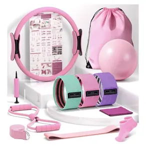 Pilates Kit for Home Workout, All-in-One Yoga Pilates Equipment with 14.5" Pilates Ring and Small Exercise Ball Set, Pilates Essentials for Women at Home