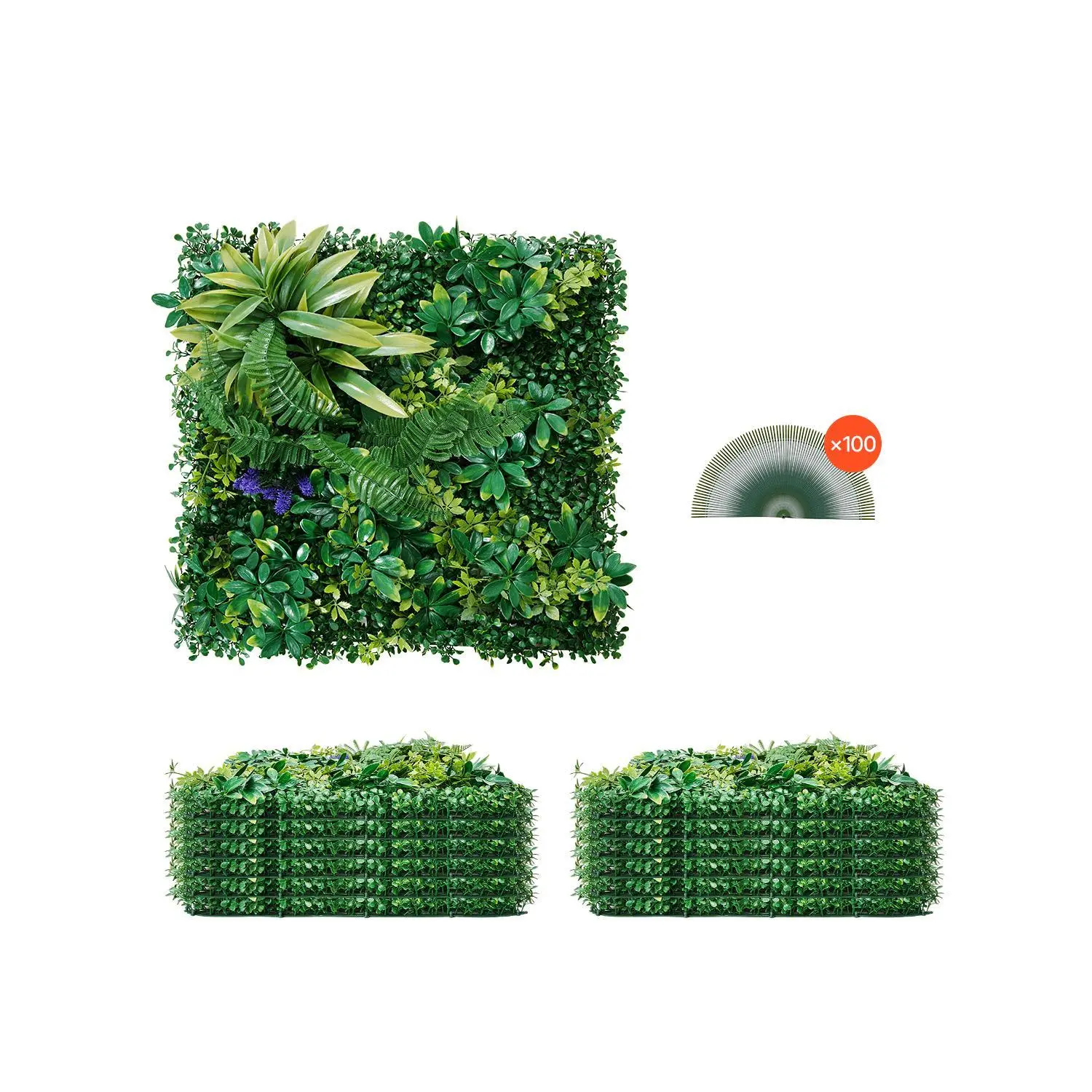 【SummerFinds】VEVOR 12-Piece 20x20 in 3D Artificial Boxwood Plant Wall Panels, Decorative Greenery, Indoor-Outdoor Privacy Backdrop Hedge Screen for Garden & Ivy Fence Covering, Artificial Boxwood Greenery