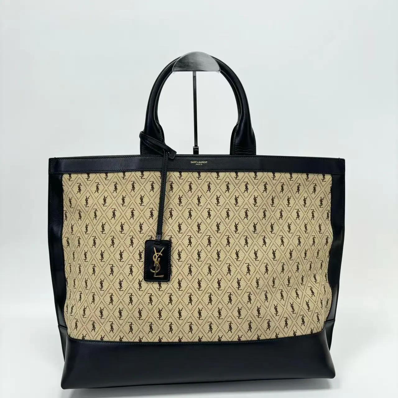 Pre-owned Yves Saint Laurent YSL All Over Logo Jacquard Canvas Large Work Shopper Base 40cmN22975290