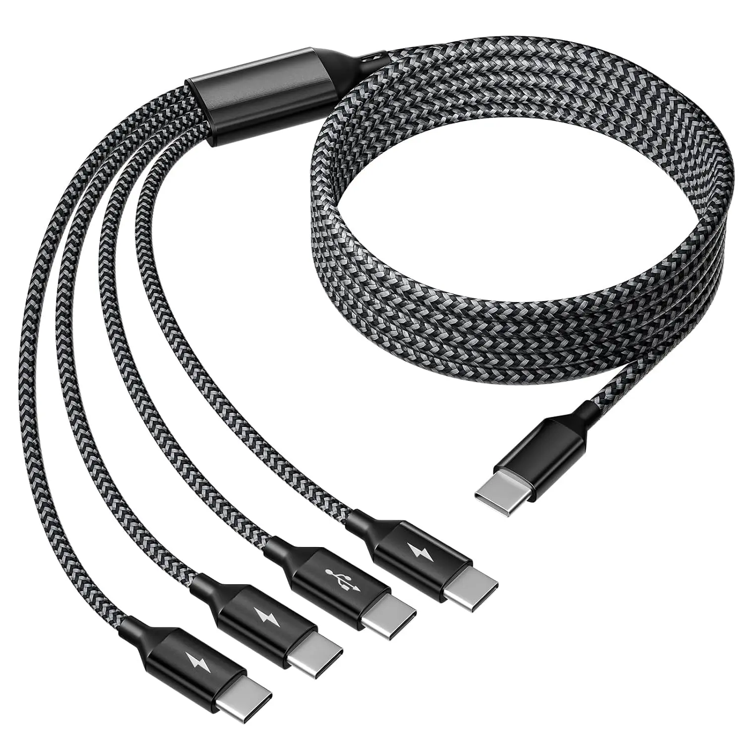 USBC to USBC Cable, 4 in 1 USB C Multi Charging Cable for Multiple Devices 5FT Charging Cable with 4 Type C Ports, Charger Cable for Multiple Devices,Ideal for Travel, Cruises and Daily Use