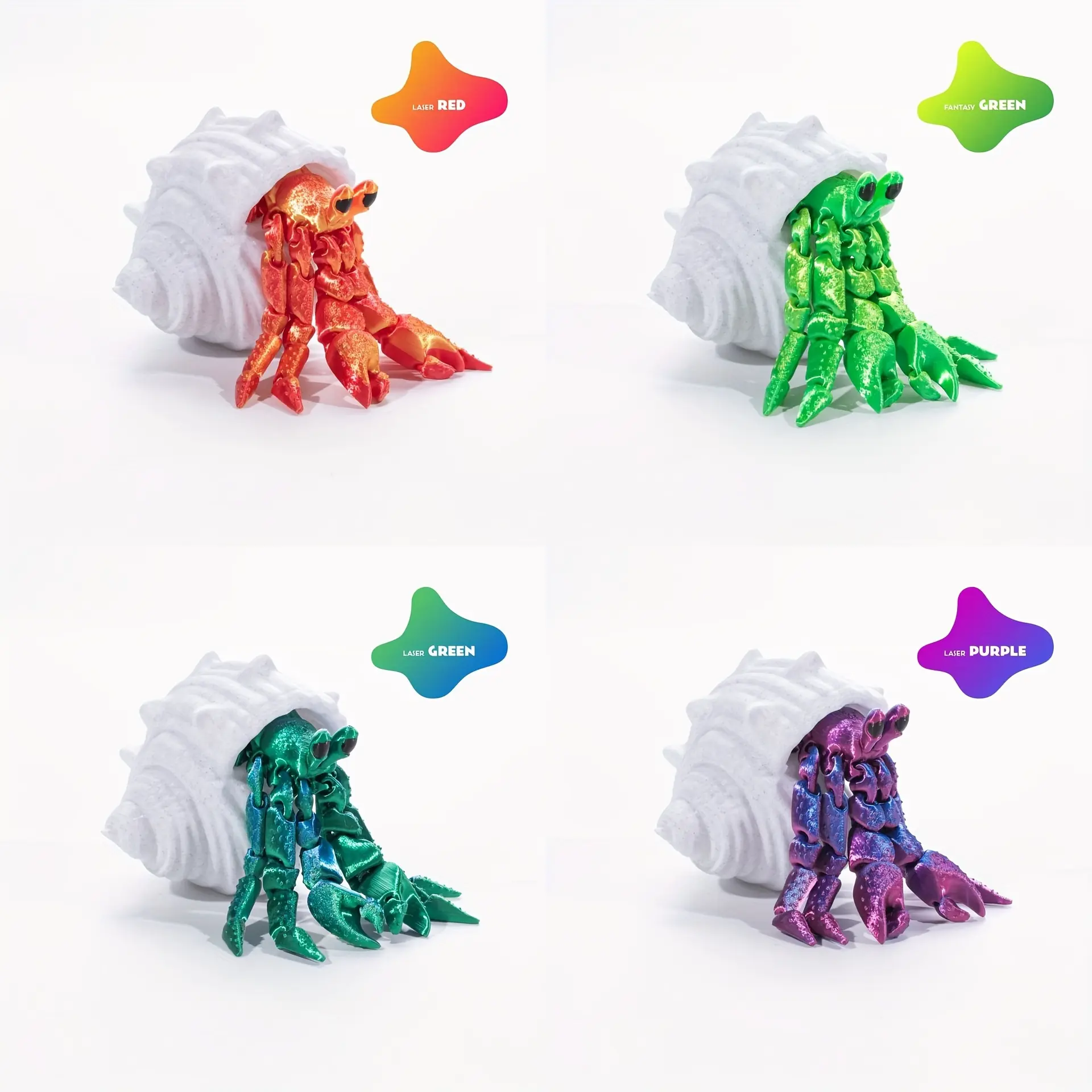 3D Printed Hermit Crab Toy, Articulating Animal Figurines, 1 Set Desktop Decoration, Joint Flexible Moving, Interactive Movement, Suitable for Holiday Party Decoration, Home Decor, Animal Decorations, Collectible Figure Decor