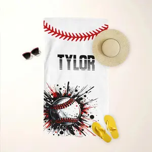 Personalized Baseball Player Beach Towel,Summer Sport Gift
