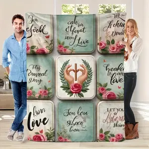 Faith-Inspired Flannel Throw Blanket with Plaid & Bible Verse Design |   Green & Golden Christian Scripture Bedspread, All-Season Cozy Bedding or Couch Cover, Soft Religious Gift for Women Men Teens Home Decor, Dry Clean Only - Matthew 28:19