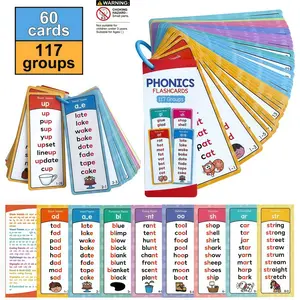 Word List Cards Set, 60 Sheets, 117 Pronunciation Word Lists, over 900 Rhyming Words, Early Education Toy, Perfect Learning Tool