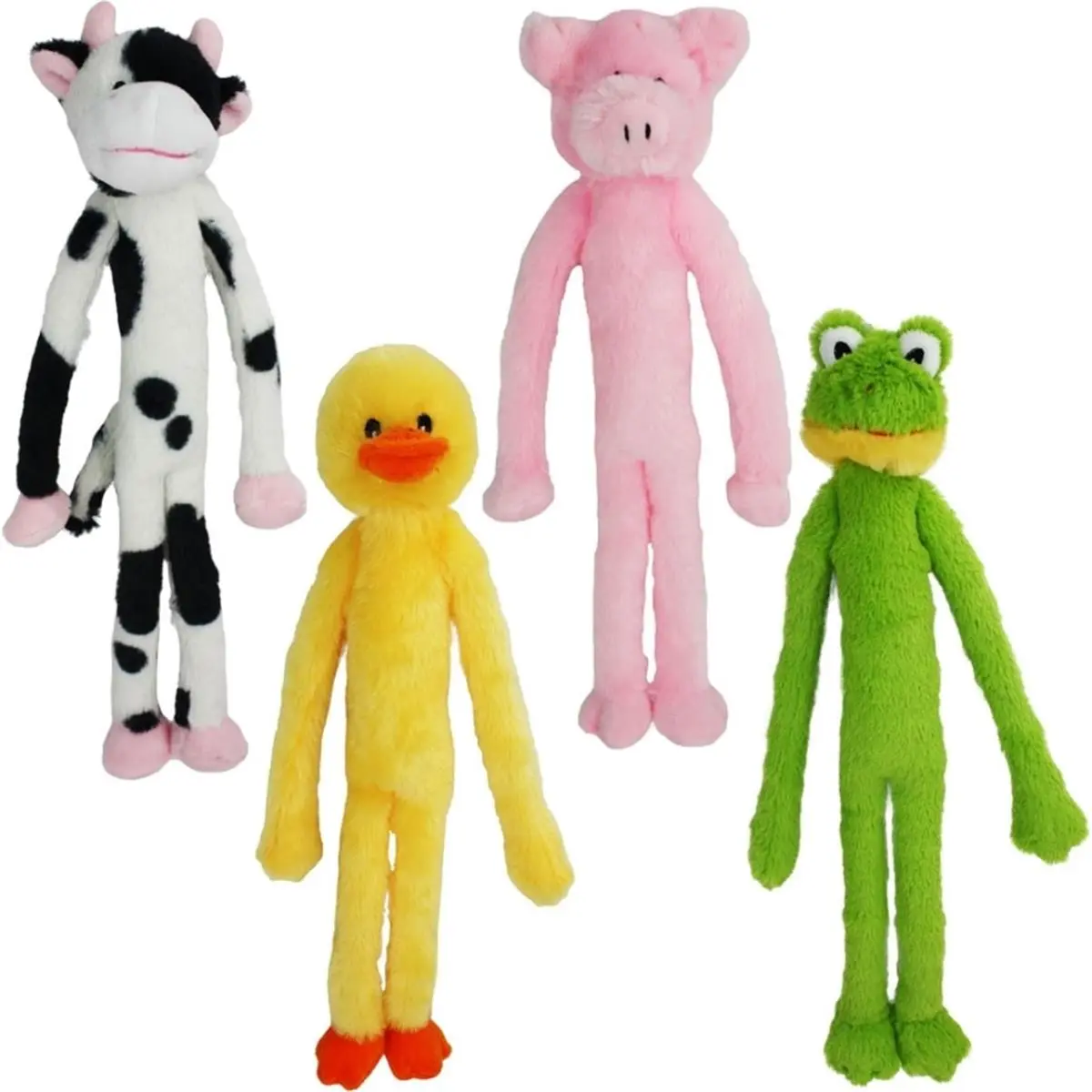 Multipet International 12 in. Plush Squeak Mini Slevin Dog Toy - Assorted Frog, Cow, Duck, Pig Designs, Ideal for Small Breeds and Puppies, Not for Aggressive Play
