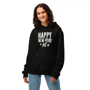 Happy New Me Oversized Hoodie - Unisex Long Sleeve Casual Autumn Lounge Wear with Soft Brushed Fleece & Roomy Fit