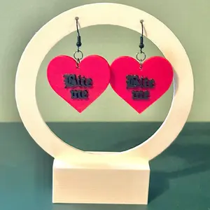 Bite Me Heart Earrings - Iconic "Bite Me" Messaging Lightweight Design for Valentine's Day or Singles Awareness Day Stylish Accessory