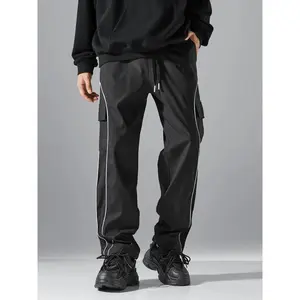 Plus Size Viral Men Cargo Track Pants, Adjustable Drawstring Loose Fit, Soft Comfy Trendy Hypebeast Streetwear, All-match Daily Outdoor Casual Summer Essential Mens Trousers quick dry tech training short