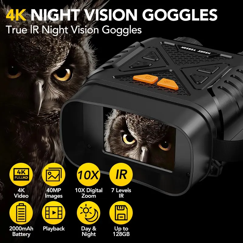 4K Night Vision Technology Goggles Infrared High Definition Binoculars, Support Photography Video, 2.8 Inch HD Screen, Rechargeable Battery, Tech Gift for Men/fathers/husbands