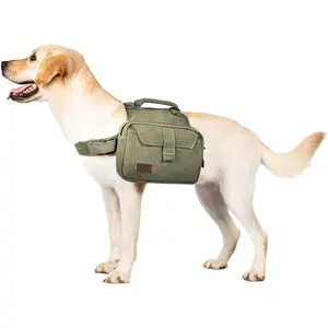Dog Pack Hound Travel Camping Hiking Backpack Saddle Bag Rucksack for Medium & Large Dog (Green, Large)