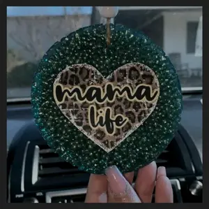 Mama Life Forest Green Circle Car Freshie