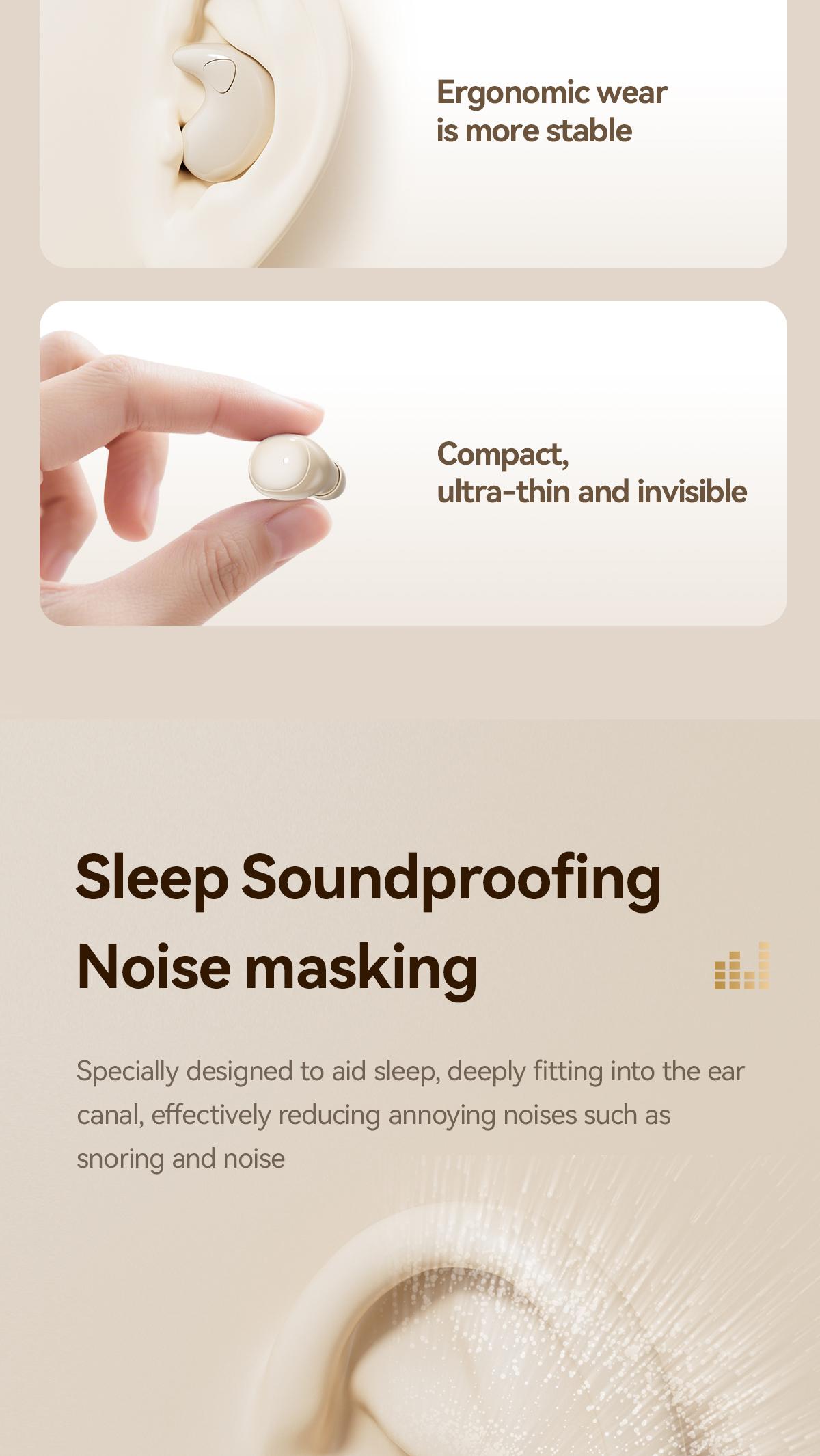 Chengruida M126 HiFi Quality 2 Pairs Wireless Earbuds, Ultra Thin Mini No Ear Pressure Side Sleep, Noise Reduction Call Long Battery Life