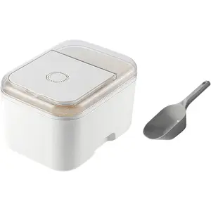 Large Rice Flour Storage Container 20-25 lbs，Measuring Cup and Spoon，Rice Flour Dispenser with Flip-up Lid，Carrying Handles，Airtight Food Storage Container for Cereal, Sugar, Beans, Pet Dog Cat Food