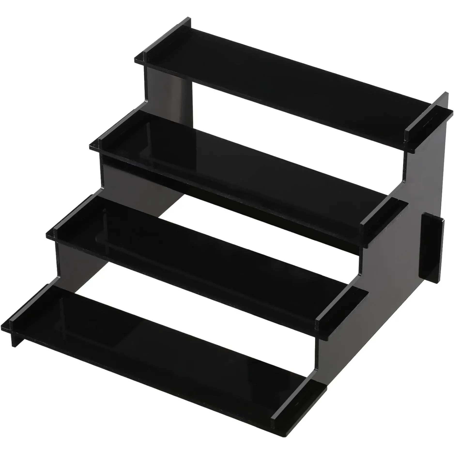 4 Tier Black Acrylic Display Riser Stand, Perfume Organizer, Cupcake Display Shelf for Funko POP Figures, Collectibles, Party & Home Decor