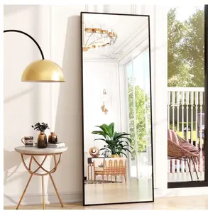 64"x21" Full Length Mirror Rectangle Body Dressing Floor Standing Mirrors, Black