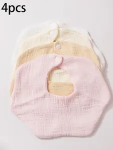 Solid Color Baby Bib, Cute Button Design Baby Bib, Baby Accessories for Boys & Girls, Newborn Infant Kids Clothes