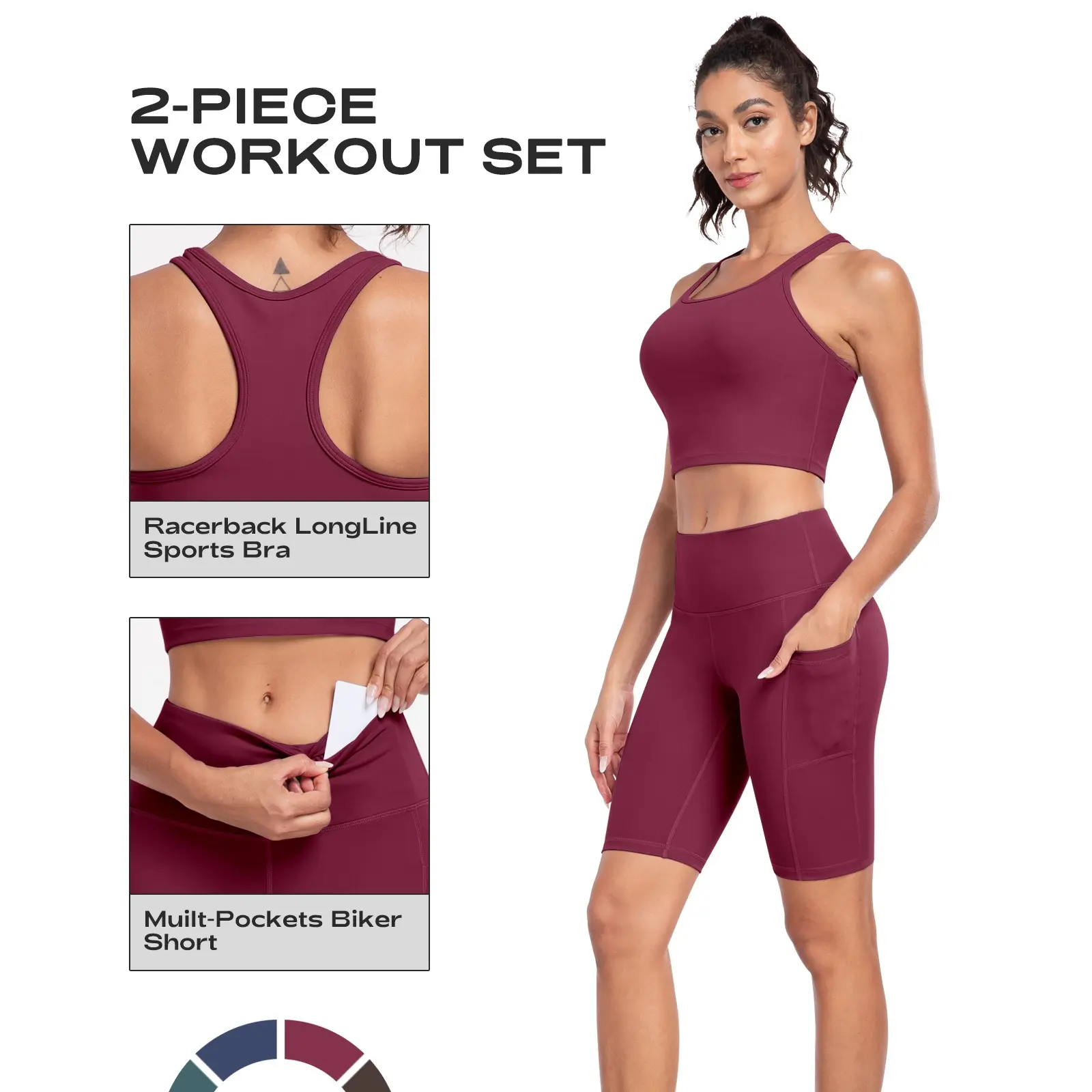 2 piece workout set-Burgundy