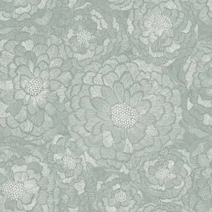 RoomMates Zen Dahlia Green Peel and Stick Wallpaper