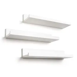 14-Inch | Black | Floating Shelves Set of 3 | Lipped Display - Americanflat