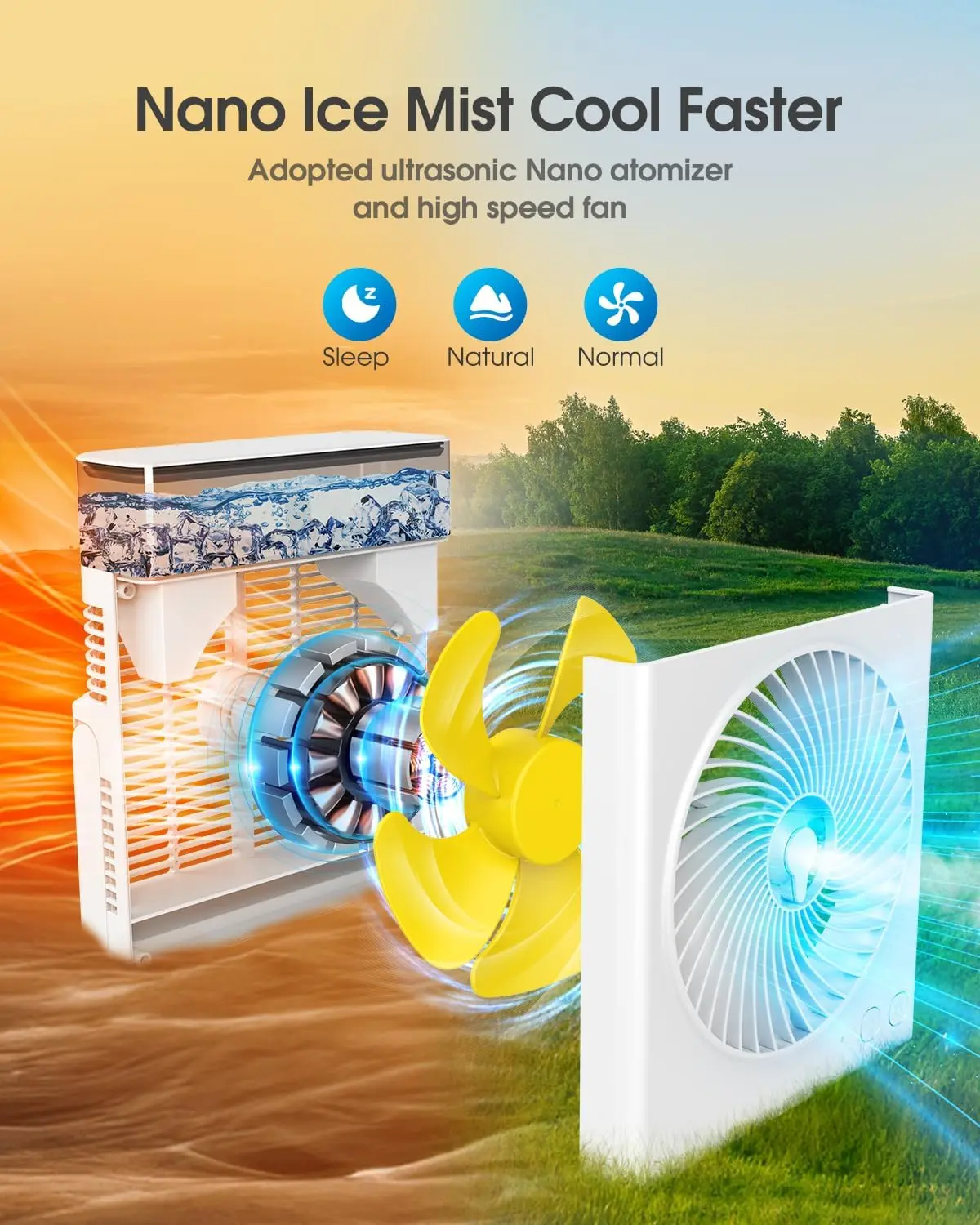 Misting Fan Portable, 8000mAh 8-Inch Rechargeable Battery Operated Fan with 600mL Water Tank, Cooling Desk Misting Fans for Outside, Perfect Quite Mist Water Spray Fans for Home Office Camping Patio