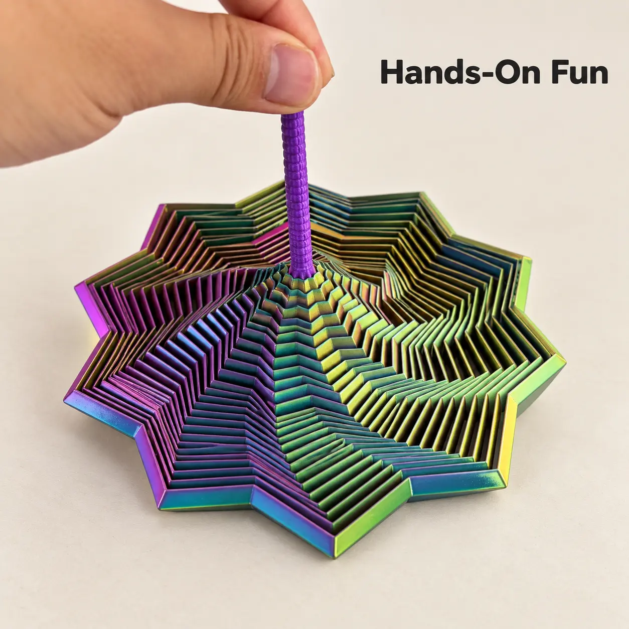3D Printed Star Fidget Toy, Colorful Telescoping Spiral Tower with Pull-and-Fold Layers, Geometric Desk Toy & Unique Gift