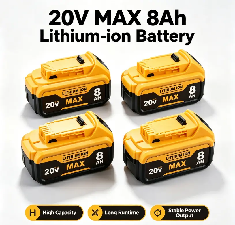 4/2 Pack DCB200 8.0Ah Batteries Replacement for Dewalt 20V Max Battery Compatible with Dewalt Battery DCB200 DCB205 DCB206