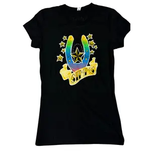 SIMMS Gold Stars Horse Shoe Tee#517 -Black\White