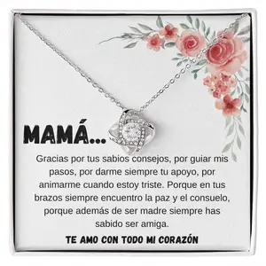 Collar Para Mamá Nudo de Amor Regalo para Día de la Madre, Cumpleaños, Navidad To My Mom Gift Love Knot Necklace For Mom Women Mother Day Birthday Christmas Gift Fashion Jewelry Pendant Necklaces