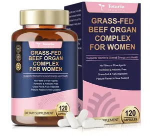 Beef Organ Supplement for Women - Beef Liver, Kidney, Heart,Uterus Tissue - Balance Hormones & Women's Overall Energy - Grass Fed, Pasture Raised - Natural Iron Supplement with Folate - 120 Capsules