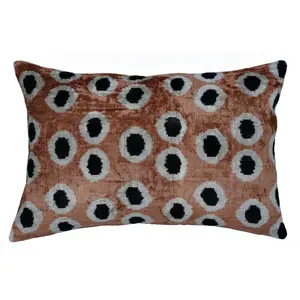 Canvello Handmade Velvet Gold Black Dot lumbar Pillows For Couch | 16 x 24 in