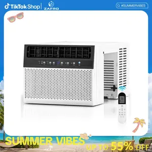 ZAFRO Window Air Conditioner, Window AC Unit Cooling Room 450sq.ft, Dehumidifier Mode and 3 Fan Speed, 24H Timer, Saddle Mount, Quiet Operation