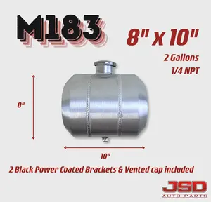 M183 JSD Aluminum Spun Fuel Tank 8x10 Center Fill 2 Gallon 1/4'' NPT