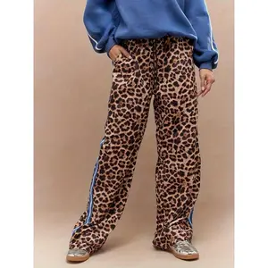 Women's Leopard Print Side Stripe Pants, Casual Comfy Trousers for Daily Wear, Ladies Bottoms for All Seasons, Loungewear