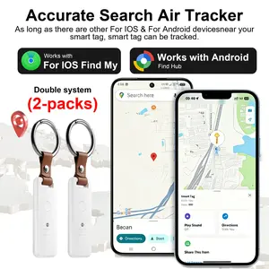 2pcs Global Dual System Key Ring Locator, Item Tracker, GPS Tracker Without Monthly Fee, Compatible with iOS & Android, Suitable for Keys, Pet Collars, Luggage